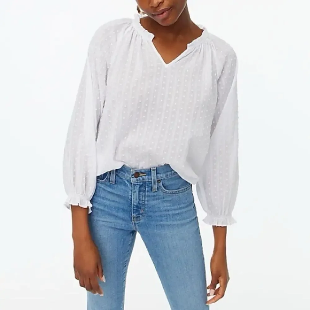 J. Crew NWT White artist top Textured Fabric 100% Cotton  XS 79.00